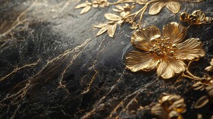 黑金大理石上的精致金花纹