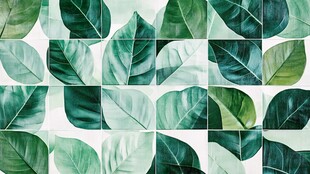 清新绿叶瓷砖图案设计