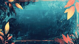 蓝绿背景秋叶装饰图