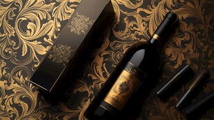 奢华黑金葡萄酒礼盒展示