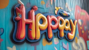 彩色立体 Happy 艺术字