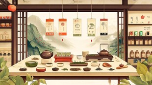中式茶室茶具布置展示