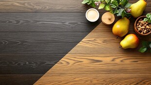 木质桌面的水果坚果组合