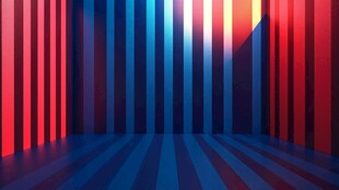 红蓝条纹光影室内空间