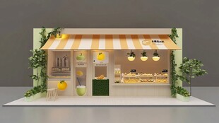 清新柠檬主题甜品店展示
