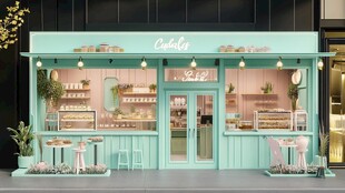 清新薄荷绿系甜品面包店