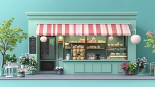 清新风街边精致面包小店
