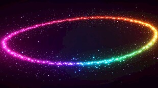 彩色光环闪耀梦幻星空