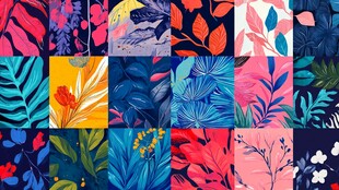 多彩热带植物图案集合