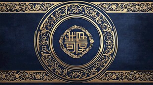 中式黑金古典花纹装饰图案