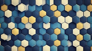 蓝黄六边形几何图案背景