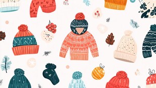 冬季服饰与配饰插画集合