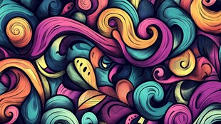 绚丽多彩的抽象曲线图案