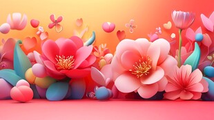 梦幻缤纷花朵3D场景