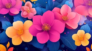 绚丽多彩花卉绽放画面