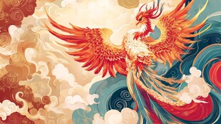 凤凰翱翔于云海之中