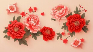 纸艺牡丹装饰图案展示