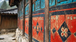 传统古建多彩墙面装饰