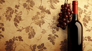 酒瓶与葡萄的雅致搭配