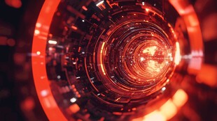 炫彩科技感红色环形隧道