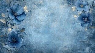 蓝色花卉背景图