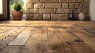 木质地板与室内石墙景观