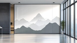 现代室内水墨山峦装饰墙