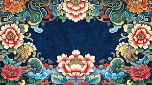 中式繁花边框传统装饰图