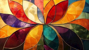绚丽多彩的花瓣状玻璃图案