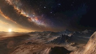 梦幻星际下的荒凉外星地貌