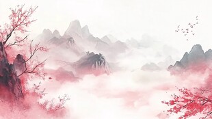 水墨山水间的烂漫春景