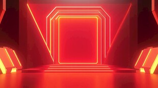 红色科幻风霓虹光影空间