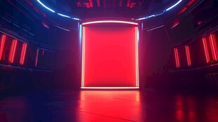 未来感红色霓虹科幻空间