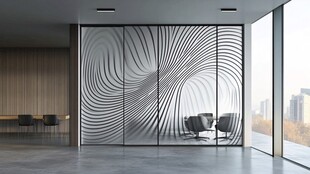 现代办公室的艺术玻璃隔断