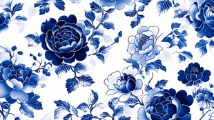 青花瓷花卉图案背景图