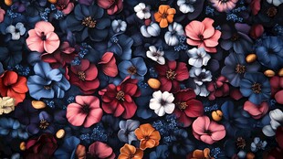 繁花似锦的绚丽花卉图案