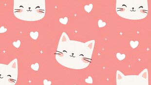可爱猫咪爱心粉色背景图