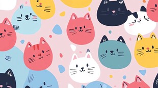 可爱多彩猫咪图案背景