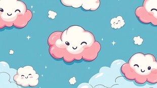 可爱笑脸云朵卡通背景图