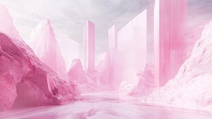 梦幻粉色科幻地貌景观