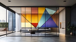 多彩几何玻璃隔断现代空间