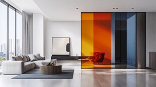 现代简约多彩隔断客厅空间