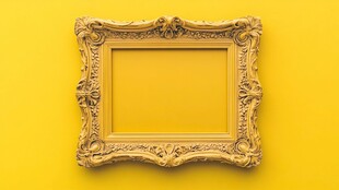 金色雕花相框 黄色背景