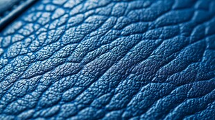蓝色皮革纹理特写