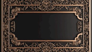 复古金色雕花黑色边框
