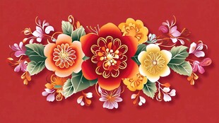 中式繁花图饰
