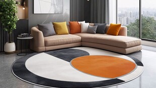 现代简约风客厅圆形地毯