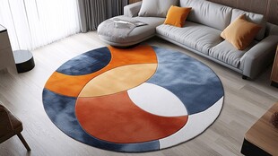 现代客厅圆形几何图案地毯