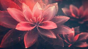 梦幻红莲花绽放绚丽光芒