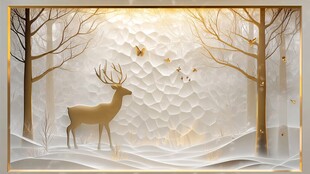 梦幻森林中的金色麋鹿